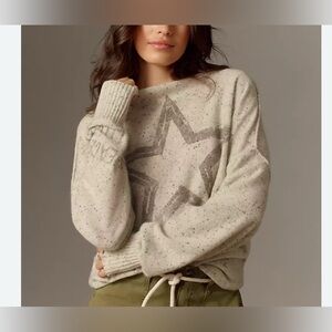 Anthropologie Pilcro Cashmere Speckled Star Motif Sweater Grey color size M